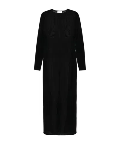 Jean Paul Gaultier Mesh Crew Neck Long Sleeve Dress In Black Black