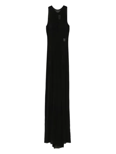 Jean Paul Gaultier Semi-sheer Maxi Dress In Black