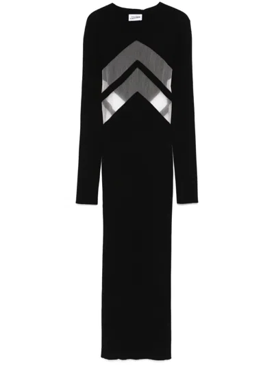 Jean Paul Gaultier Semi-sheer Panels Midi Dress In Black