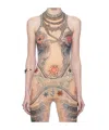 JEAN PAUL GAULTIER SEMI-SHEER TATTOO-PRINT BODYSUIT