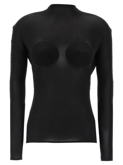 JEAN PAUL GAULTIER SEMI-TRANSPARENT BLACK JERSEY CONE SWEATER