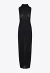 Jean Paul Gaultier Sequin-embellished Mesh Maxi Dress In Black