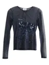 Jean Paul Gaultier Sequin-embellished Mesh Top In Blue