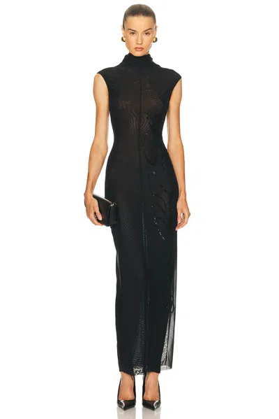 Jean Paul Gaultier Sequined Long Dress In Black