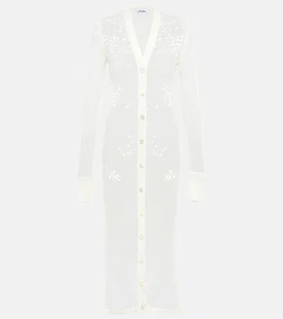 Jean Paul Gaultier Sequined Net Midi Dress In Ecru