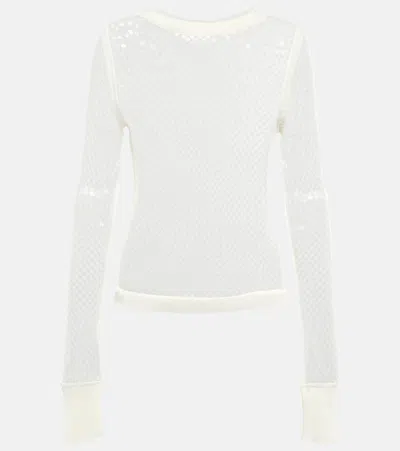 Jean Paul Gaultier Sequined Net Top In Ecru