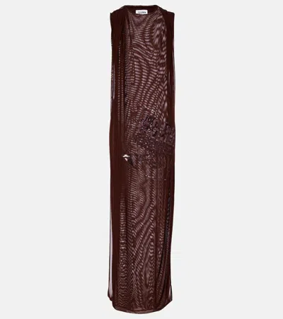 Jean Paul Gaultier Sequined Tulle Maxi Dress In Red
