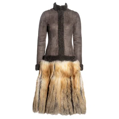 Pre-owned Jean Paul Gaultier Sheepskin And Fox Fur Coat Dress, Fw 2006 In Brown