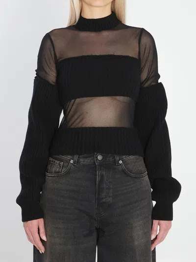 Jean Paul Gaultier Sheer-effect Sweater In Black