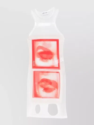 Jean Paul Gaultier Sheer Mini Dress With Bold Graphic Prints In Multi