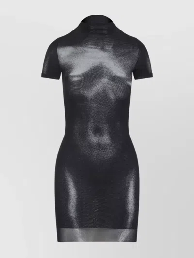 JEAN PAUL GAULTIER SHEER PRINTED SHORT DRESS WITH HIGH NECK