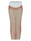 Jean Paul Gaultier Sheer Striped Midi Skirt In Pink