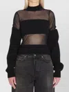 Jean Paul Gaultier Lambswool Ribbed Mesh Cut Out Sweater In Black
