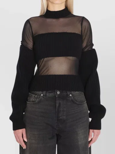 JEAN PAUL GAULTIER SHEER RIBBED KNIT SWEATER