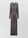 Jean Paul Gaultier Printed Spiraral Long Dress Woman Black In Grey
