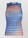 Jean Paul Gaultier Sheer Striped Crew Neck Sleeveless Top In Multi