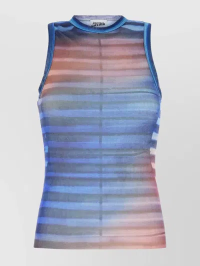 Jean Paul Gaultier Sheer Striped Crew Neck Sleeveless Top In Multi