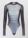 Jean Paul Gaultier Printed Mesh Body Suit For In White