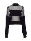Jean Paul Gaultier Paneled Mixed Media Sweater In Black