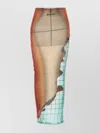 Jean Paul Gaultier Sheer Tulle Skirt Fire Abstract Silhouette In Brown