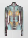 Jean Paul Gaultier Sheer Turtleneck Top Long Sleeves Design In Multi
