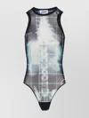 Jean Paul Gaultier Sheer X-ray Print Sleeveless Bodysuit In White