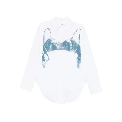 Jean Paul Gaultier Bra Print Shirt In White