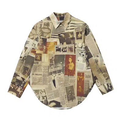 Pre-owned Jean Paul Gaultier Shirt Printed Journal 'ecru/light Grey/red' | White | Women's Size 40