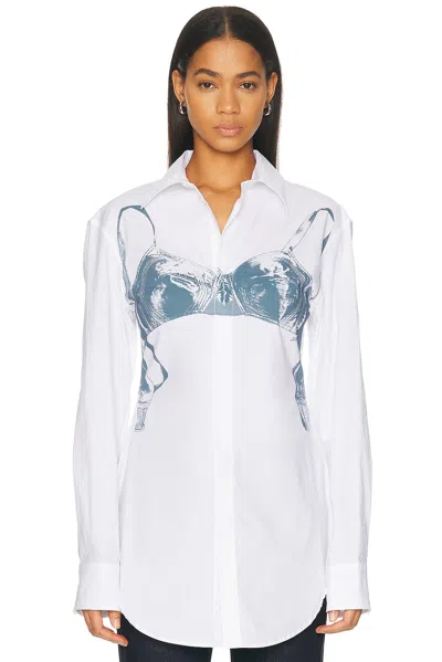 Jean Paul Gaultier Womens White Blue Grey Scanned Bra Stretch-cotton Shirt