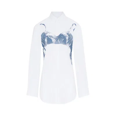 Pre-owned Jean Paul Gaultier Shirt Printed Scanned Bra 'white/blue Grey' | Women's Size 38