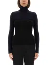 Jean Paul Gaultier Ribbed Merino Wool Turtleneck Sweater In Blue