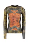 Jean Paul Gaultier Mesh Long Sleeves Top Printed Medaillon Woman Multicolor