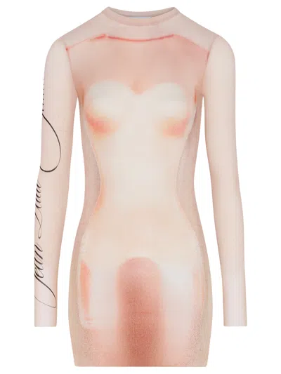 Jean Paul Gaultier Short Dress Le Classique Woman Pink In White