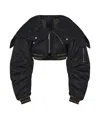 Jean Paul Gaultier Women's Cropped Nylon Padded Bomber Jacket With Hood In Black