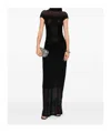 Jean Paul Gaultier Sheer Fabric Floor-length Dress With Cap Sleeves In Black