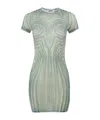 Jean Paul Gaultier Spiral-print Mesh Dress In Natural Color/light Green