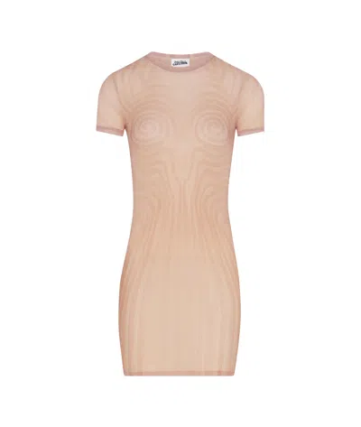 Jean Paul Gaultier Short Sleeve Dress In Nude