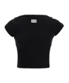 Jean Paul Gaultier Black Cropped Cotton Ribbed T-shirt With Logo In Black