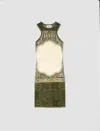 Jean Paul Gaultier Mesh Sleeveless Short Dress In Cartouche Print In Multicolore