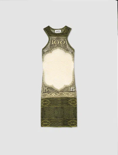 Jean Paul Gaultier Mesh Sleeveless Short Dress In Cartouche Print In Multicolore