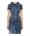 Jean Paul Gaultier Blue Trompe L'œil T-shirt In Blue