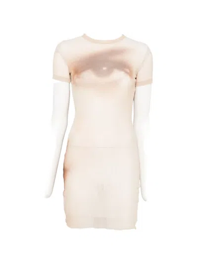 Jean Paul Gaultier Short-sleeve Crew Neck Mini Dress In Neutral