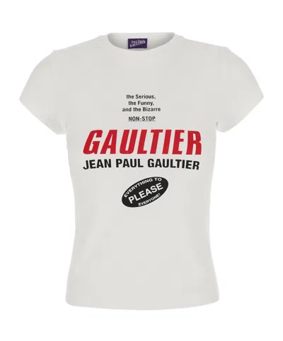 Jean Paul Gaultier Stretch Cotton Jersey Baby Tee Printed Gaultier In White