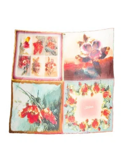 Pre-owned Jean Paul Gaultier Silk Floral Print Scarf In Red