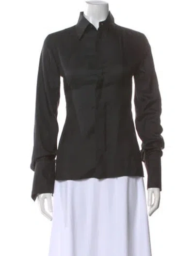 Pre-owned Jean Paul Gaultier Silk Long Sleeve Blouse In Gray