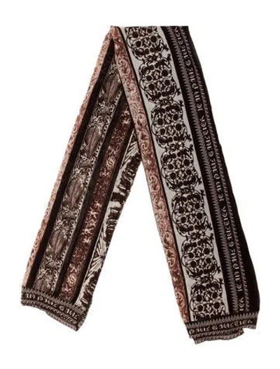 Pre-owned Jean Paul Gaultier Silk Printed Scarf In Brown