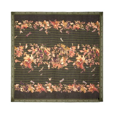 Pre-owned Jean Paul Gaultier Silk Scarf "mariniere Grape" 'khaki/multicolor' | Tan | Women's Size Onesize In Brown