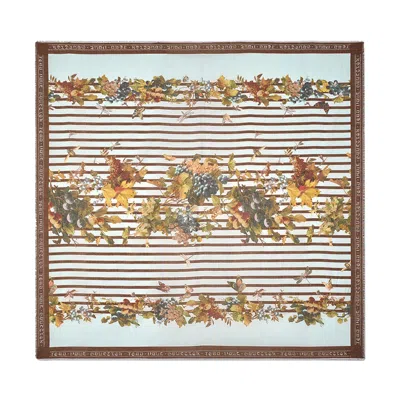 Pre-owned Jean Paul Gaultier Silk Scarf "mariniere Grape" 'light Blue/multicolor' | Women's Size Onesize