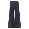 Jean Paul Gaultier Silver Button Wide Leg Nautical Pants In Blue