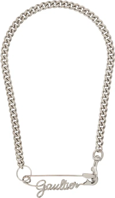 Jean Paul Gaultier Silver 'the Gaultier Safety Pin' Necklace In 91 Silver
